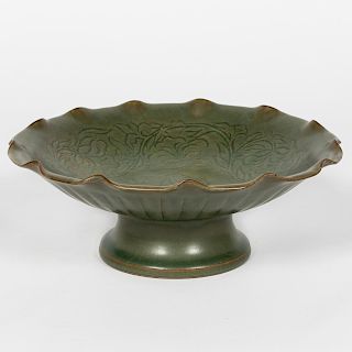 Chinese Qing Celadon Earthenware Compote