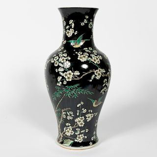 Chinese Qing Famille Noir Porcelain Vase