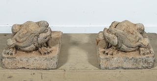 Pair, Chinese Qing Style Carved Stone Salamanders