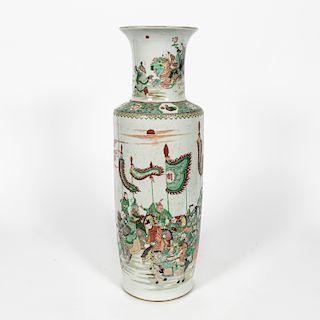 Chinese Famille Verte Warrior Porcelain Vase