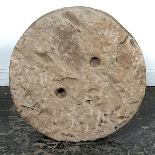 19th C. Chinese Carved Limestone Millstone