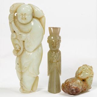 Three Chinese Carved Jade Figural Pieces