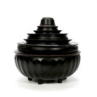 5 Pc, Monk's Temple Sized Alms Lacquerware Bowl
