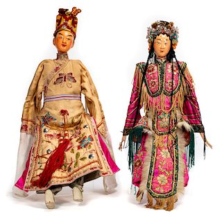 2 Chinese Papier-machie Opera Theater Puppet Dolls