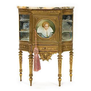 Miniature Louis XIV Style Bronze Dore Cabinet