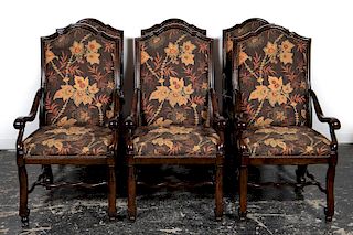 Set, Six Louis XIV Style Upholstered Dining Chairs