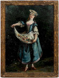 18th Century, French School "Girl In Blue Dress"