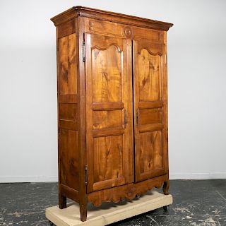 19th C. Louis XV Style Two-Door Walnut Armoire