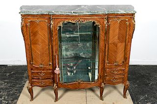 H. Conquet Louis XV Style Marble Top Cabinet, 1880