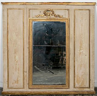 19th C. French Louis XVI Part-Gilt Trumeau Mirror
