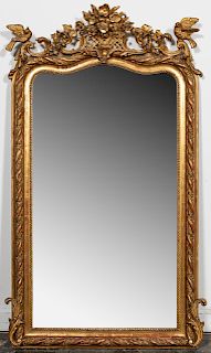 Louis XVI Style Giltwood Floral Motif Mirror