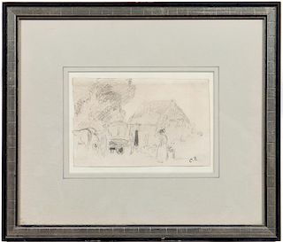 Camille Pissarro, Farmhouse Original Sketch