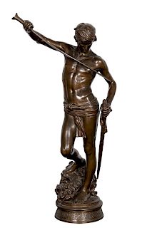 Antonin Mercie, David & Goliath Barbedienne Bronze
