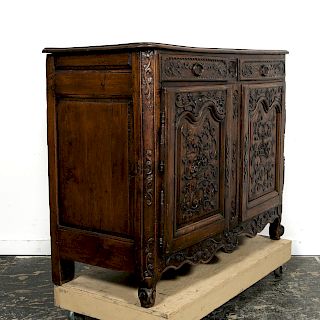 18th C. French Provincial Carved Oak Buffet
