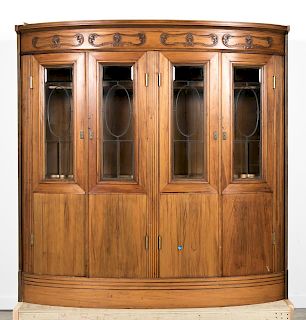 Transitional Art Nouveau Bow Front Cabinet