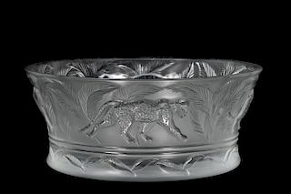 Lalique "Jungle" Round Frosted Crystal Bowl