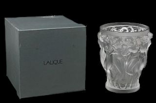 Lalique "Bacchantes" Crystal Vase W/ Original Box