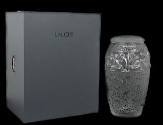 Monumental Lalique "Angelique" Lidded Crystal Vase