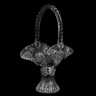 20" American Brilliant Cut Glass Basket Vase