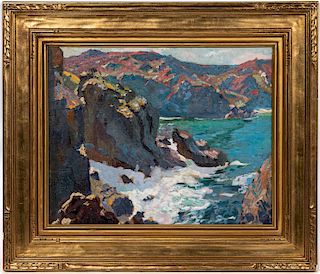 Paul Dougherty, "California Cliffs" Oil On Board