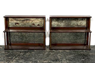 Pair, Cassard Romano Mirrored Wall Display Shelves