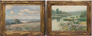 Pair, Frank A. Barney Oil On Board Landscapes