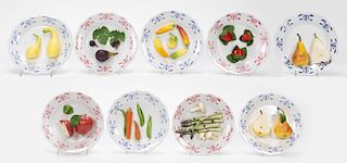 Set of 9 Mary Kirk Kelly Fruit & Vegetable Plates