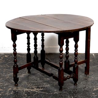 William & Mary Style Stained Oak Gate Leg Table