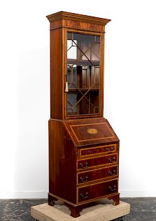 Hepplewhite Style Inlaid Secretary Bookcase