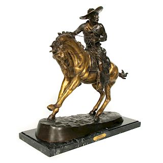 After Frederic Remington "Cowboy" Bronze Sculpture