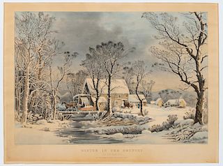 Currier & Ives, "Winter in the Country" Lithograph