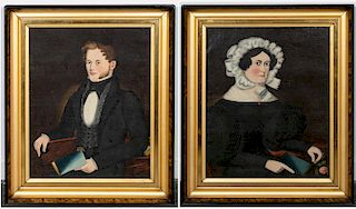 19th C., American Portraits of A Husband & Wife