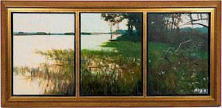 William Jameson Stono River Triptych Landscape Oil
