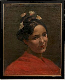 John Neagle "Japonesque Portrait of a Lady" Oil