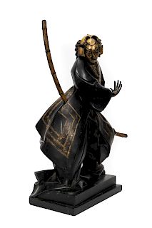 Allan Clark, Samurai Partial Gilt Bronze Sculpture