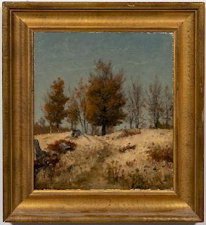 Worthington Whittredge "Autumn Landscape" Oil