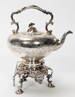 T. & J. Creswick Silverplated Tea Kettle on Stand