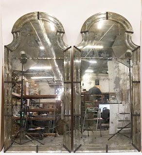 Two L. 20th C. Queen Anne Style Distressed Mirrors