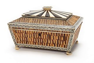 19th C., Anglo-Indian Inlaid Porcupine Sewing Box