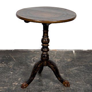 19th C. English Circular Japanned Occasional Table