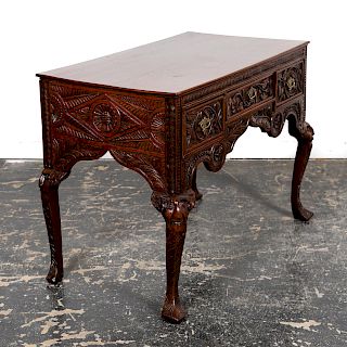 19th C. Carved Oak Antiquarian Dressing Table