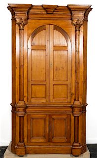 English Georgian Style Waxed Pine Corner Cabinet