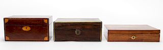 Three 19th Century English Mahogany Travel Boxes