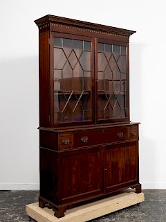 Georgian Style Mahogany Butler's Desk Bookcase