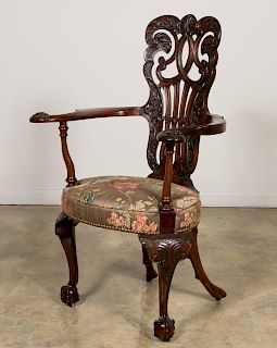 L. 19th C. Irish Ornately Carved Chippendale Chair
