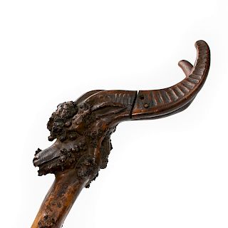 Carved Burr Wood Ram's Head Shalaylee/Shillelagh