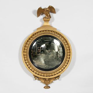 19th C. English Giltwood Convex Mirror