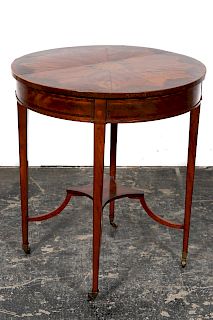 Round Hepplewhite Style Marquetry End Table