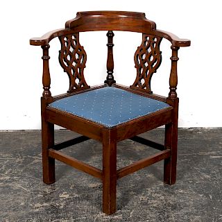 English Chippendale Style Mahogany Corner Chair