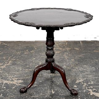 English Chippendale Style Birdcage Tilt Top Table